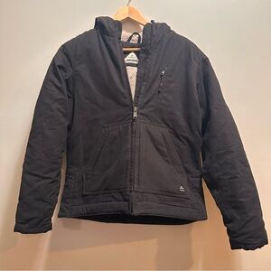 Ridgecut Sherpa Fleece Lined Hooded Canvas Work Jacket Small Black Y2K Workwear